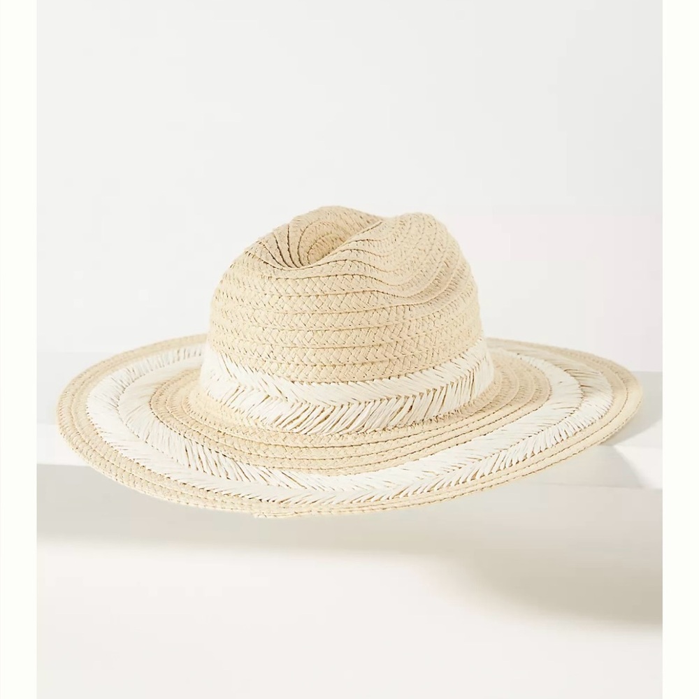 Anthropologie feather stitch straw hat